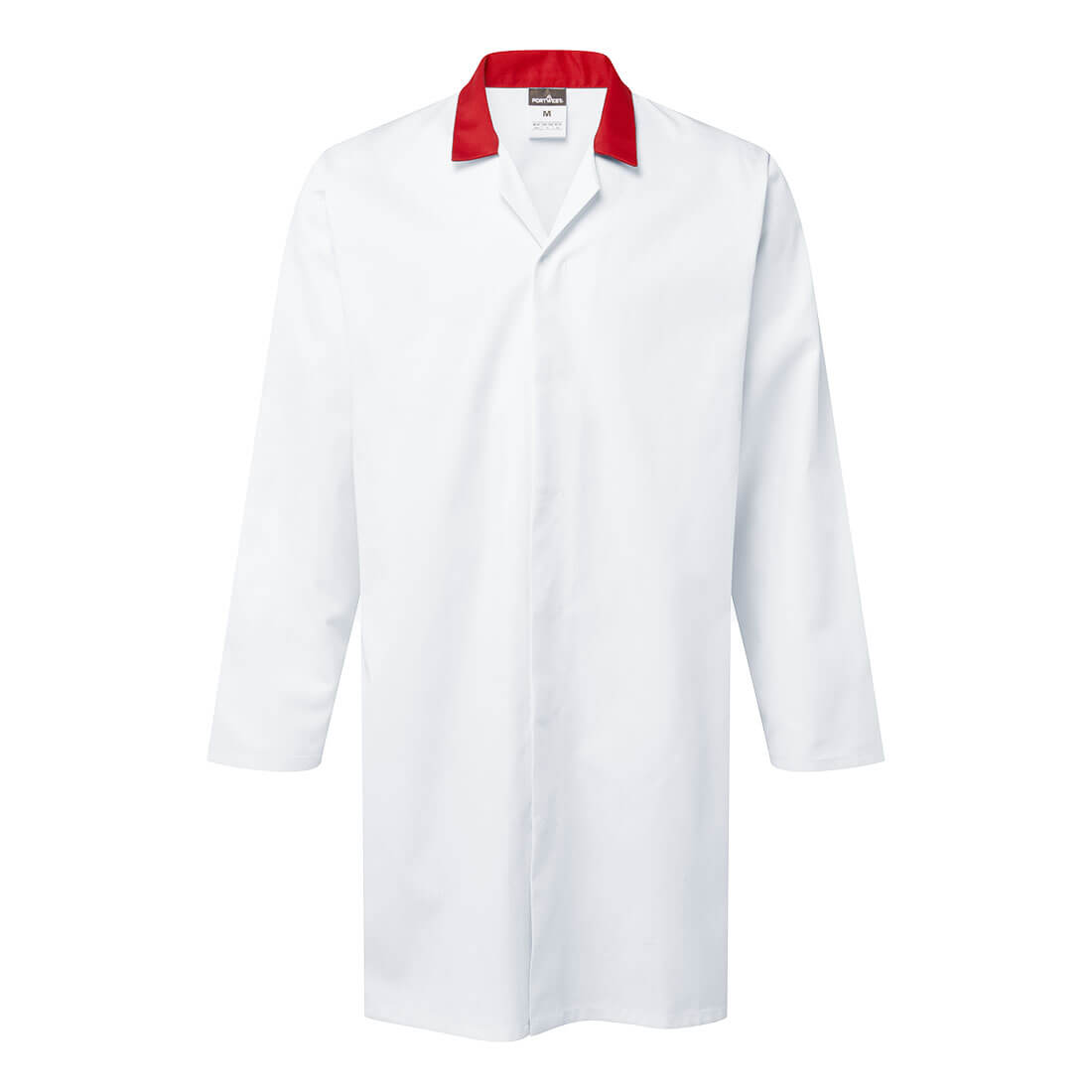 Food Industry Coat, No Pocket - Vit/Röd