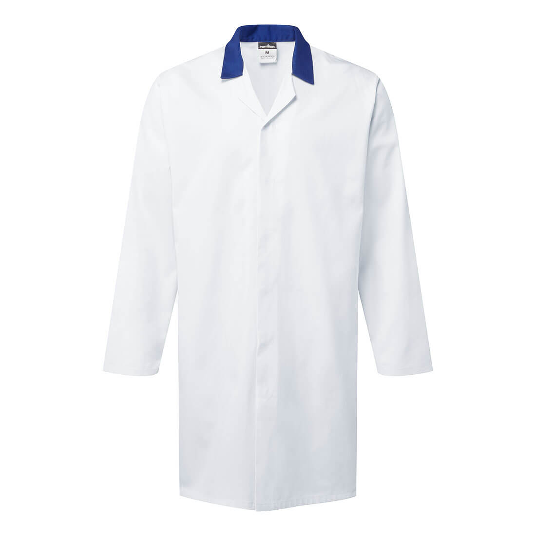 Food Industry Coat, No Pocket - Vit/Royal blå