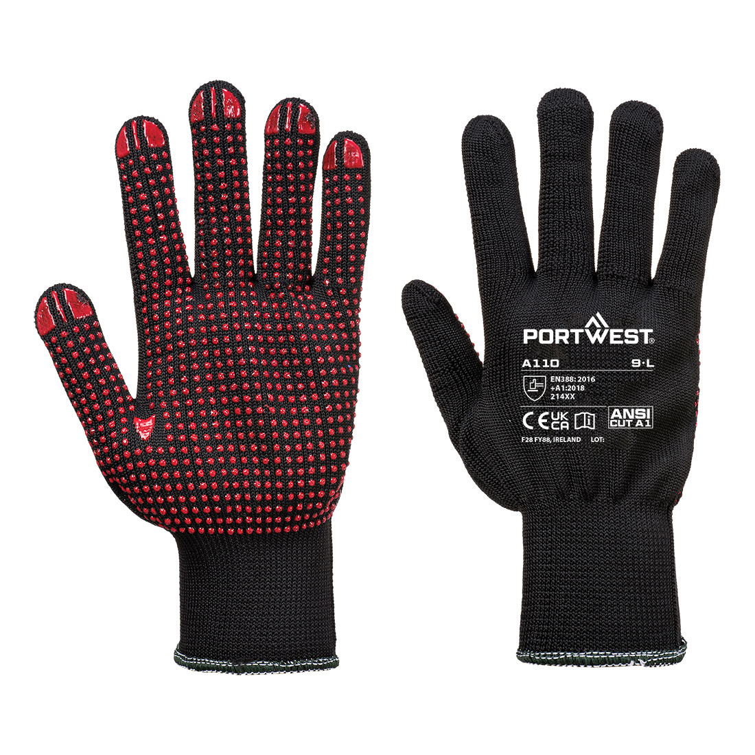 Nylon Polka Dot Handske - Svart