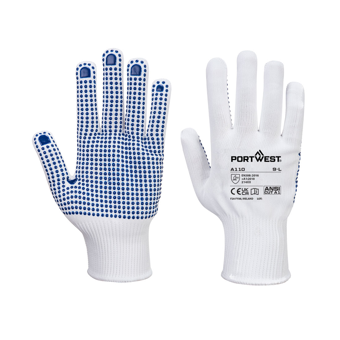 Nylon Polka Dot Handske - Vit/Röd