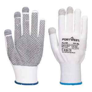 Grip 13 PVC-dottad handske för pekskärm – 12-pack - Vit/Grå