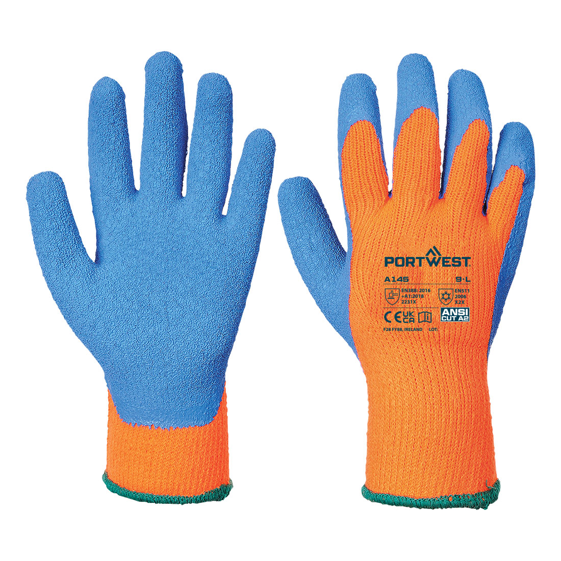 Cold Grip Handske - Orange/Blå