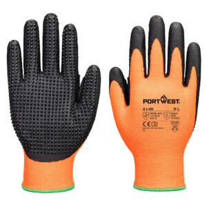 Grip 13 Nitrilhandske med hög prickig yta - Orange/Svart