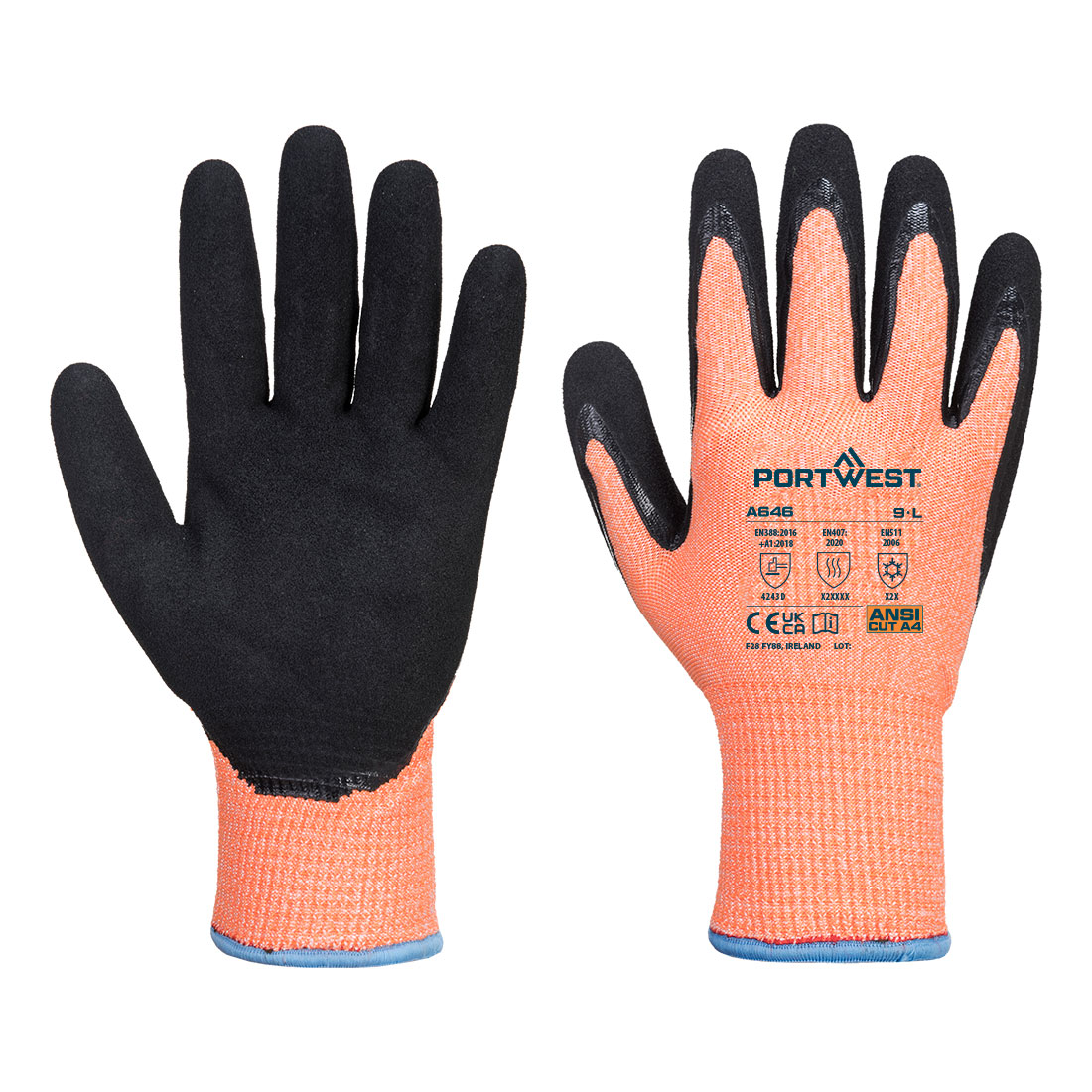 Vis-Tex Cut D13 Nitril handskar - Orange/Svart