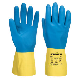Double Dipped Latex Gauntlet - Gul/Blå