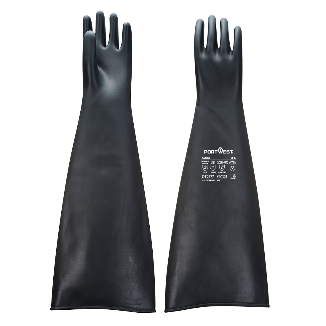 Heavyweight Latex Rubber Gauntlet 600mm - Svart