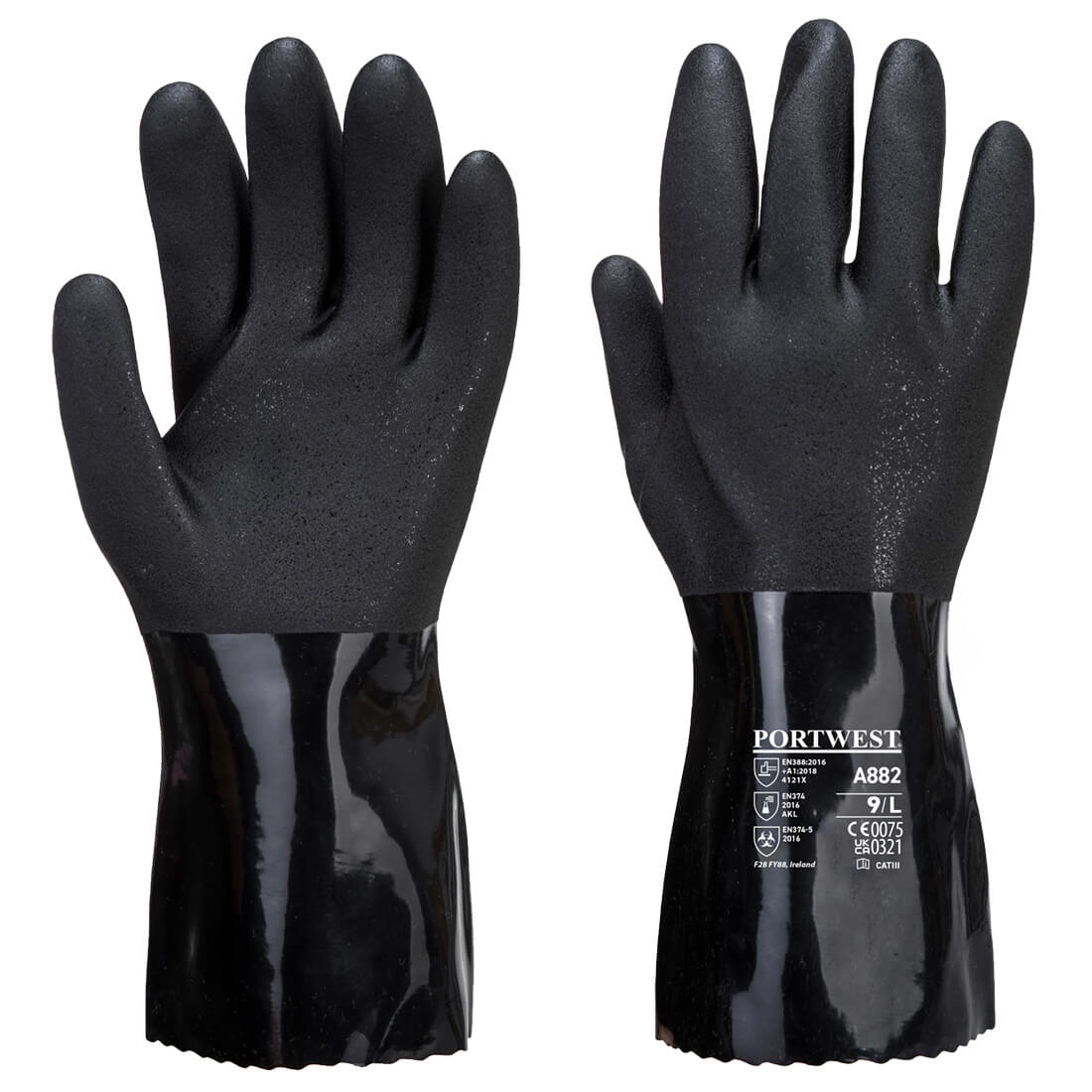 ESD PVC Chemical Gauntlet - Svart
