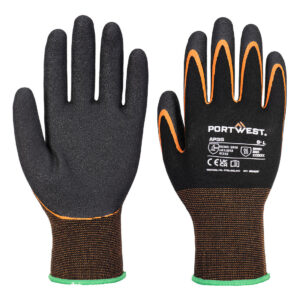 Grip 15 Nitrilhandske med dubbel handflata - Svart/Orange