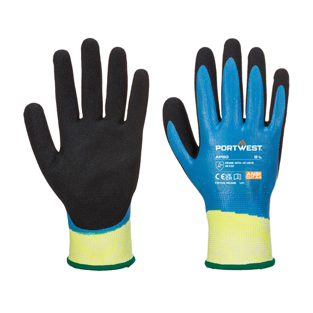 Vatten tät skärskydd Pro Glove - Blå/Svart