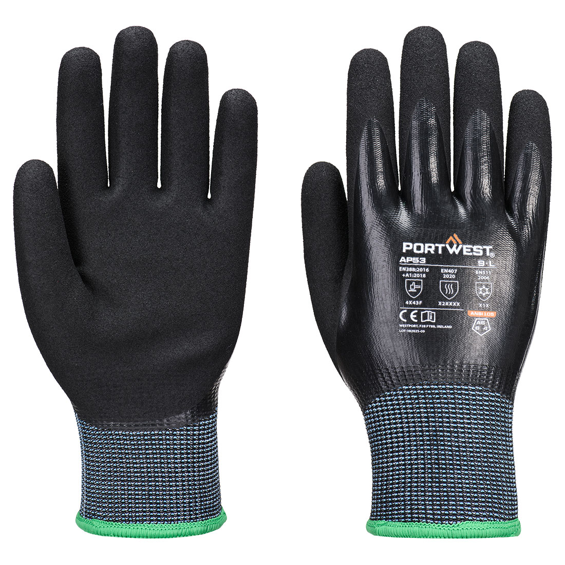 Cold F15 Nitrile Aqua Cut Handske - Svart