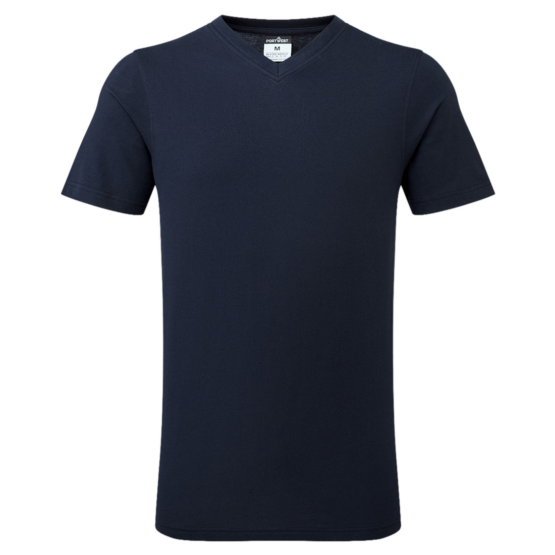 T-shirt med V-ringning i bomull - Marinblå