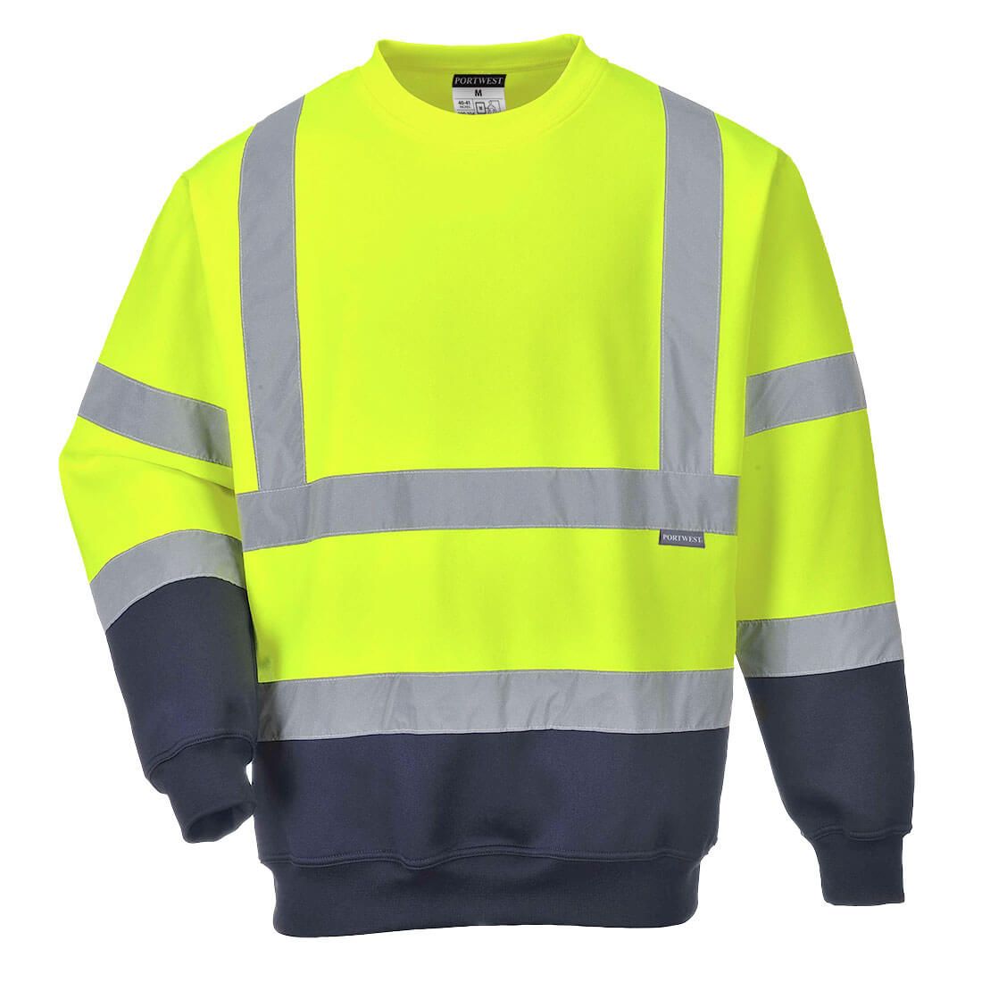 Hi-Vis Hood Sweatshirt - Gul/Marinblå