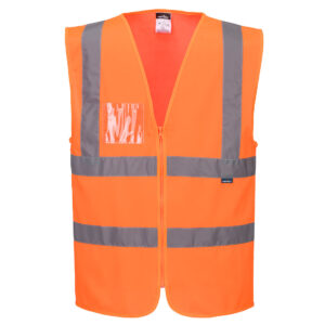 Väst med dragkedja, band och stöd i högsynlighetsfärg - Orange