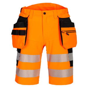 DX4 Hi-Vis Hantverksshorts 4-vägsstretch - Orange/Svart