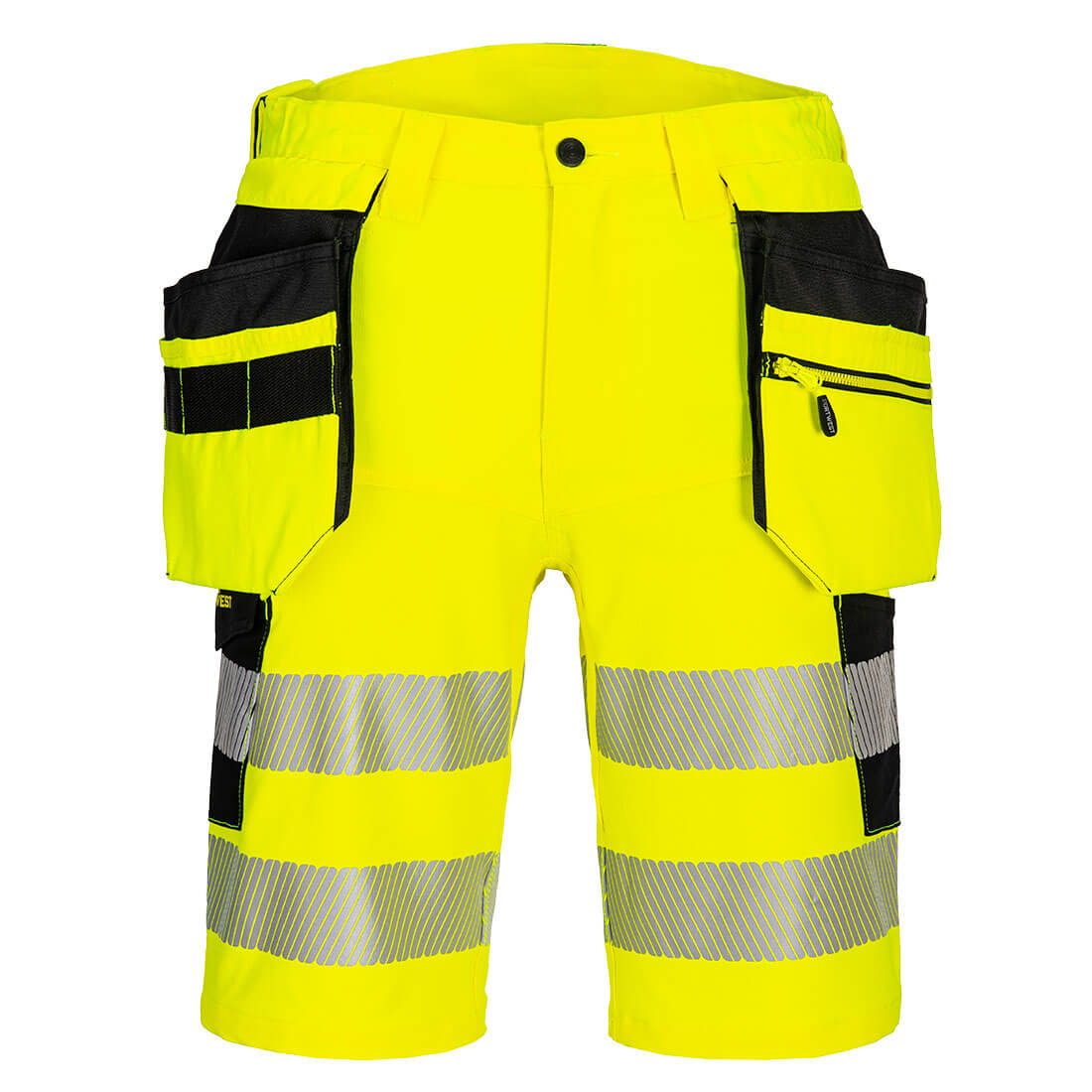 DX4 Hi-Vis Hantverksshorts 4-vägsstretch - Gul/Svart
