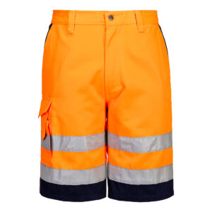 Hi-Vis Poly-bomull Shorts - Orange/Marinblå