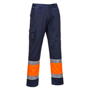 Hi-Vis Två Färgad Combat Byxa - Orange/Marinblå
