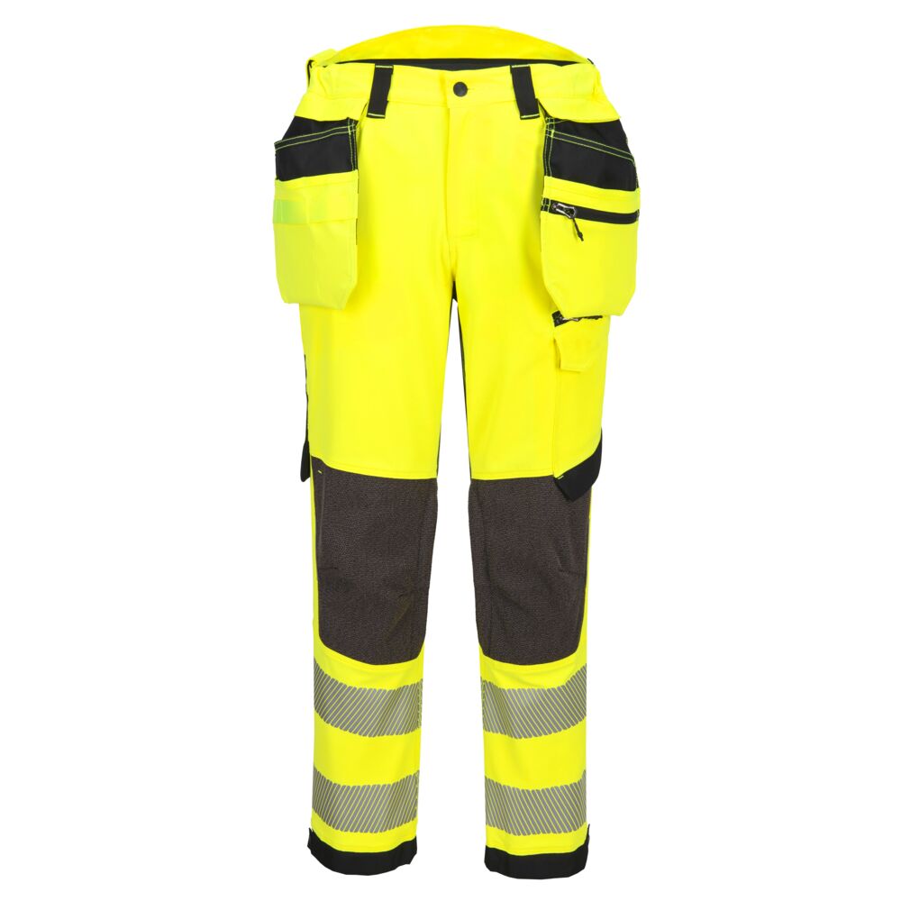 EV4 Hi-Vis Stretch Avtagbara Spikfickor Klass 2 Byxor - Gul/Svart