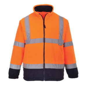 Hi-Vis Två Färgade Fleece - Orange/Marinblå