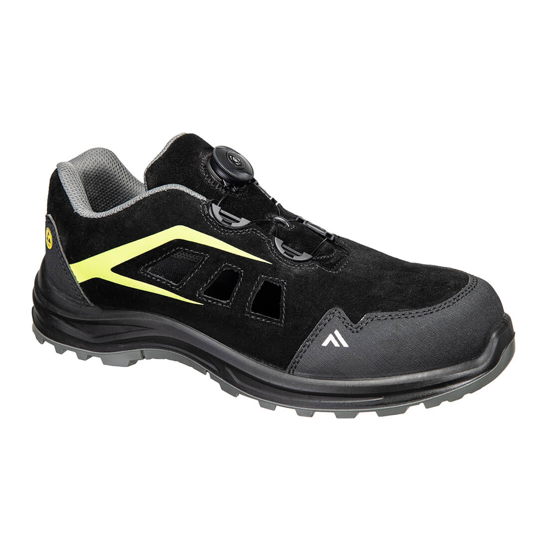 Sandal i kompositmaterial av koskinn och mocka S1 ESD SR FO - Svart/Grön