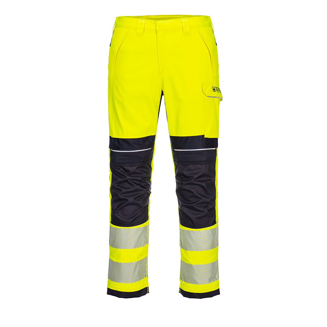 PW3 FR Modaflame Hi-Vis Arbetsbyxa Stretch Klass 2 - Gul/Marinblå