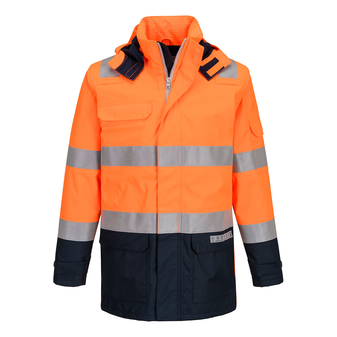 Bizflame Regn Hi-Vis Multi-Protection Jacka - Orange/Marinblå