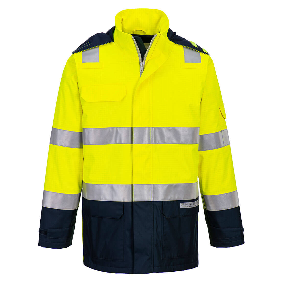 Bizflame Regn Hi-Vis Multi-Protection Jacka - Gul/Marinblå
