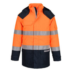 Bizflame Rain+ Hi-Vis Multi-Norm Kontrast FR Vinterjacka - Orange/Marinblå