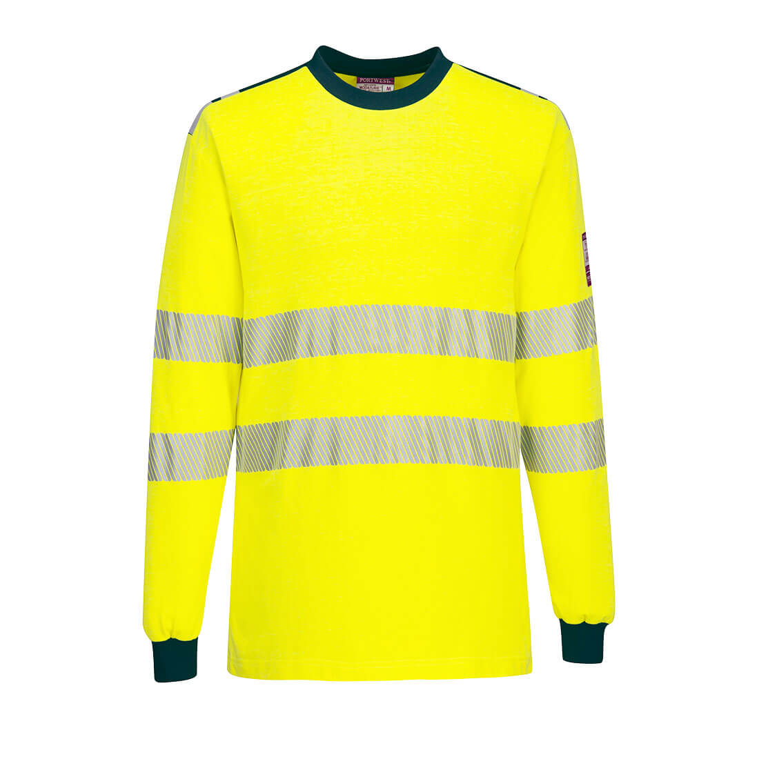 PW3 Modaflame Knit Hi-Vis FR Långärmad T-shirt - Gul/Marinblå