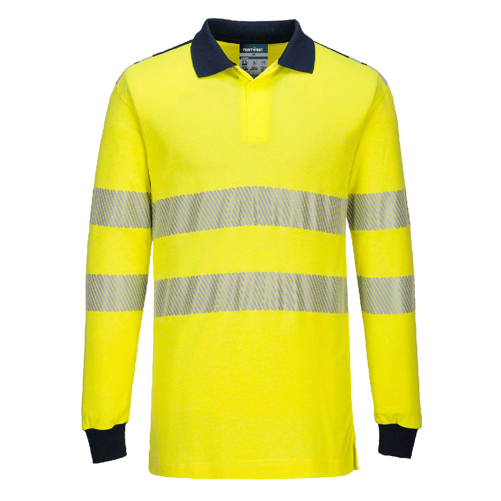 PW3 FR Modaflame Hi-Vis Pikétröja - Gul/Marinblå