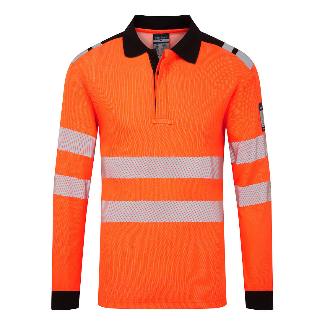 PW3 Modaflame Stickad FR Långärmad Pikétröja - Orange/Svart