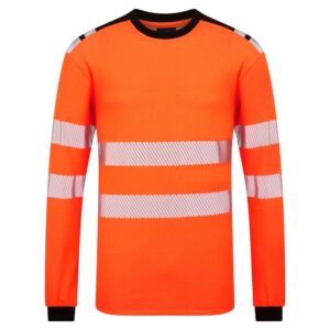 PW3 Modaflame Knit Hi-Vis FR Långärmad T-shirt - Orange/Svart
