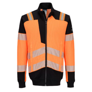 PW3 Modaflame Knit HVO FR-tröja med hel dragkedja - Orange/Svart