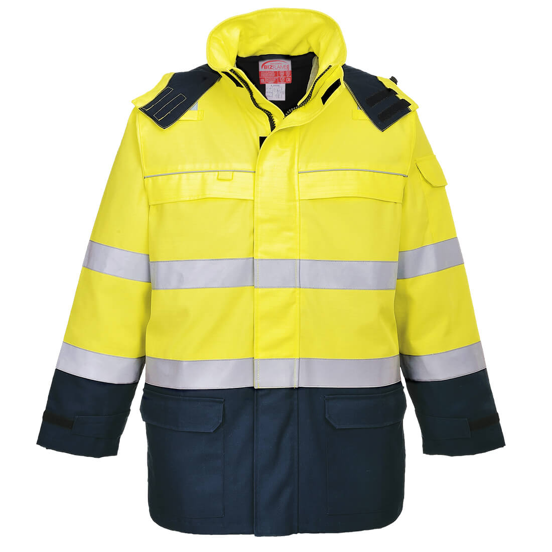 Bizflame Regn Hi-Vis Multi-Protection Jacka - Gul/Marinblå
