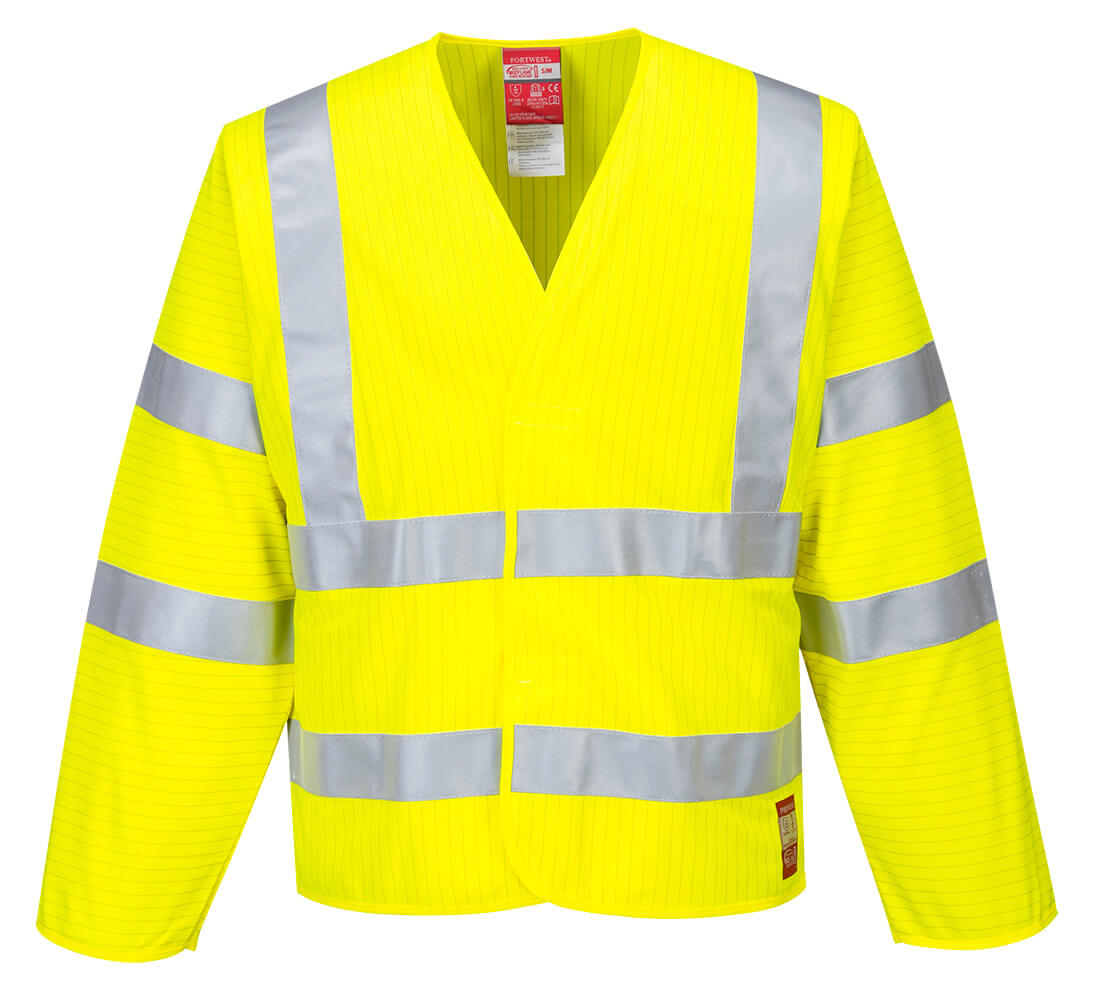 Hi-Vis Anti statiska Jacka - flamsäkert - Gul: