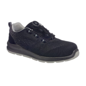 Portwest Compositelite Wire Lace Safety Trainer Knit S1P - Svart/Grå