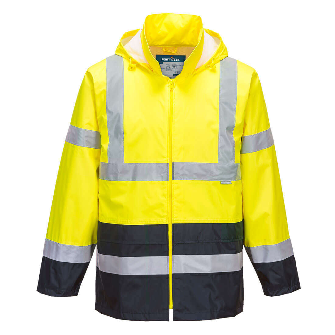 Hi-Vis Classic Contrast Regnjacka - Gul/Marinblå