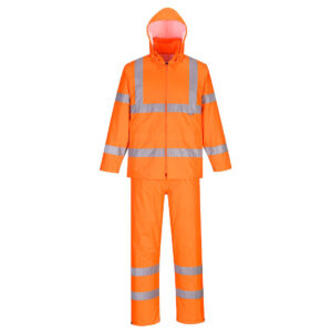 Hi-Vis packbart regnställ - Orange