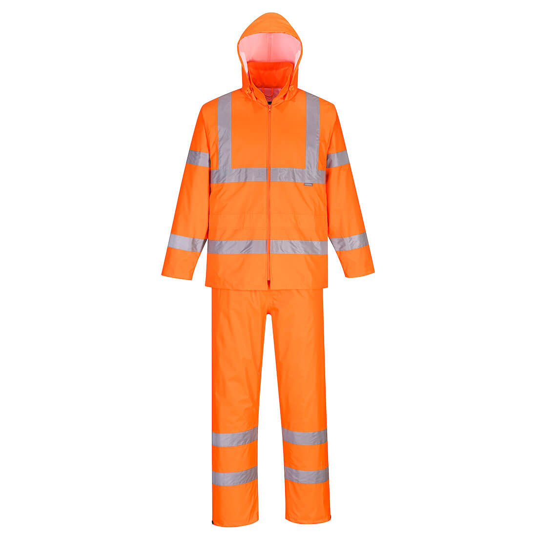 Hi-Vis packbart regnställ - Orange