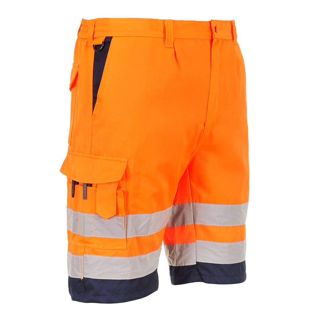 Hi-Vis Lightweight Polycotton Shorts - Orange/Marinblå