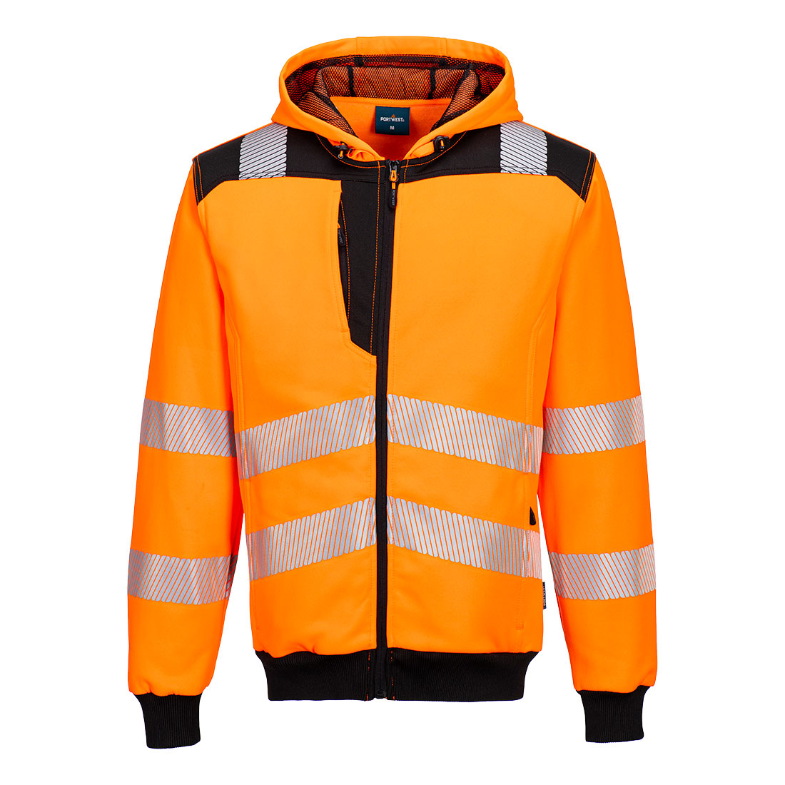 PW3 Hi-Vis Zip Hoodie med dragkedja - Orange/Svart