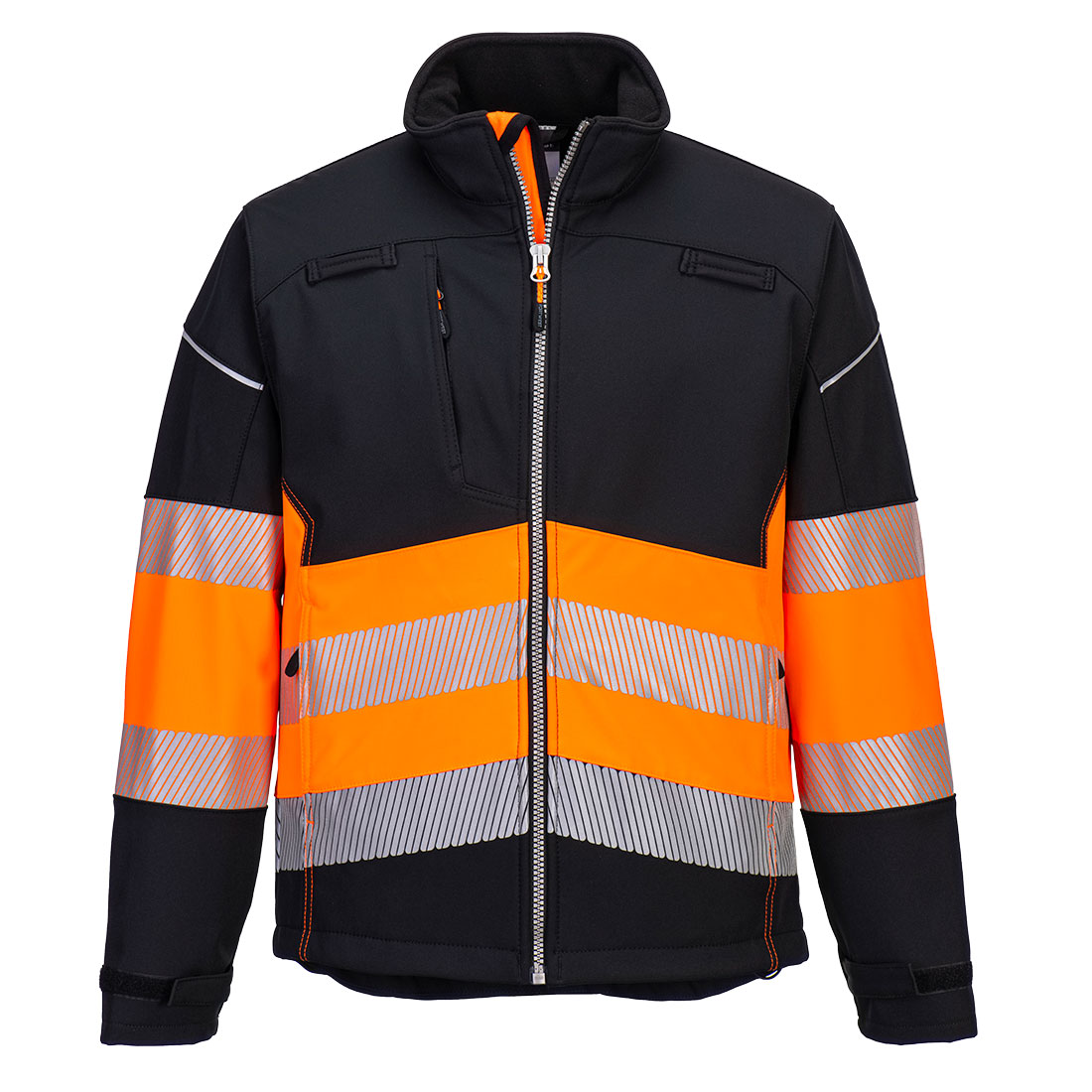 PW3 Hi-Vis Klass 1 Softshell Jacka (3L) - Svart/Orange