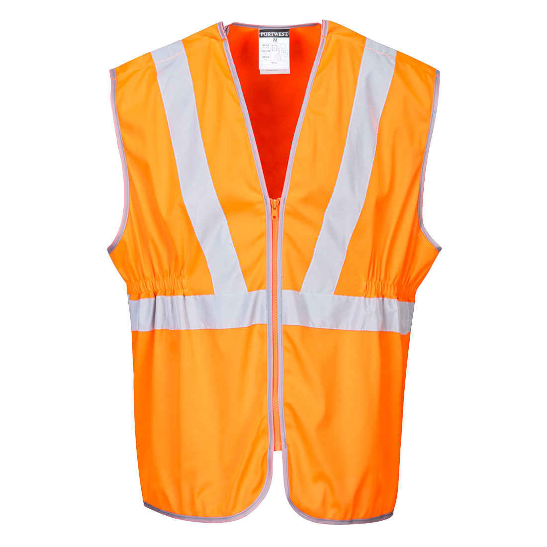 Hi-Vis Zip långväst med dragkedja - Orange