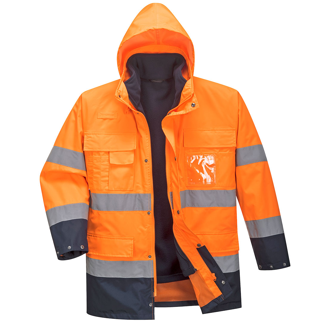 Hi-Vis Lite 3 i en jacka - Orange/Marinblå