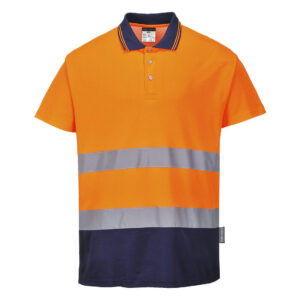Två Färgad Bomulls Comfort piké - Orange/Marinblå