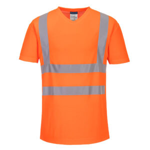 V-ringad meshinsats T-shirt - Orange