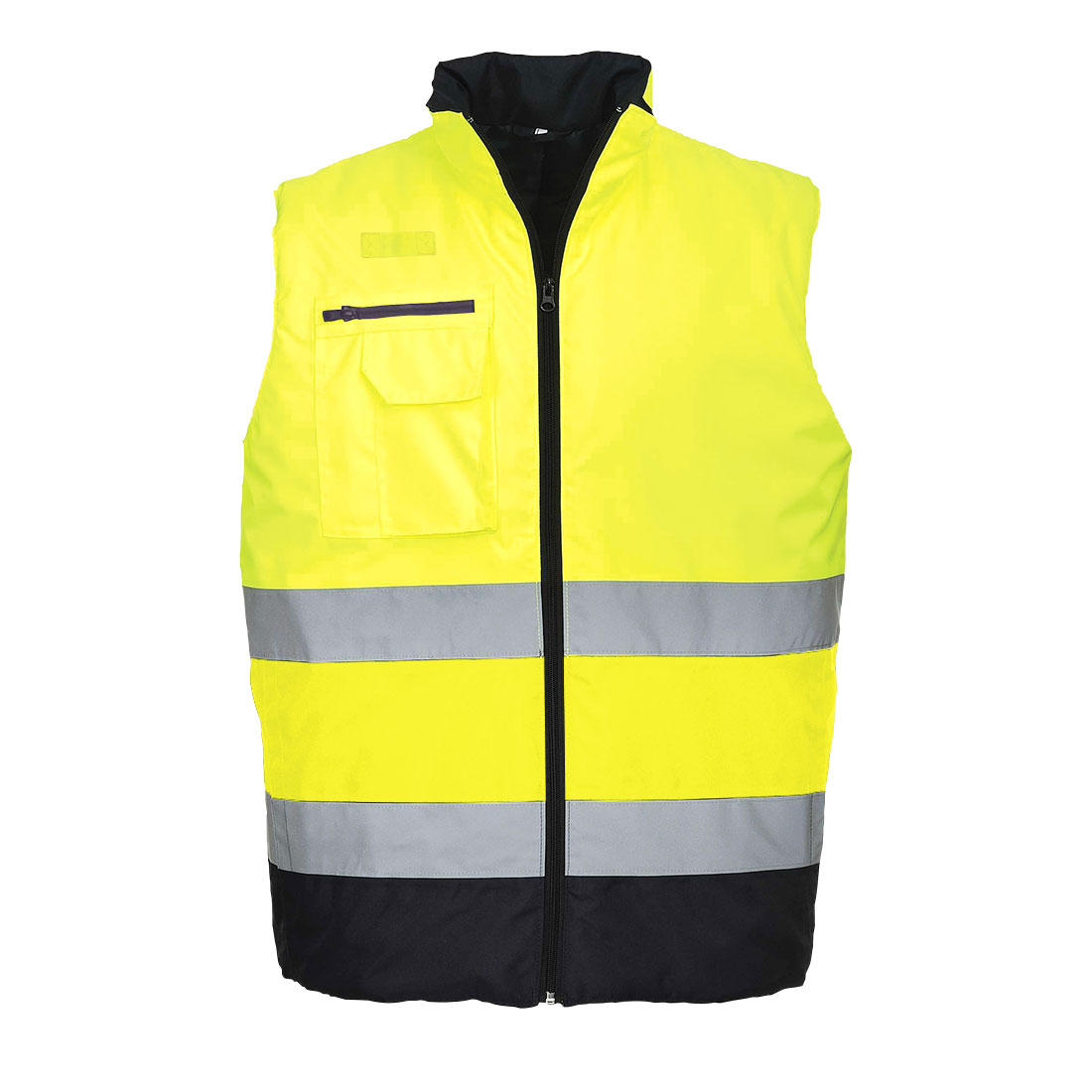 Hi-Vis Vändbar Bodywarmer - Gul/Marinblå