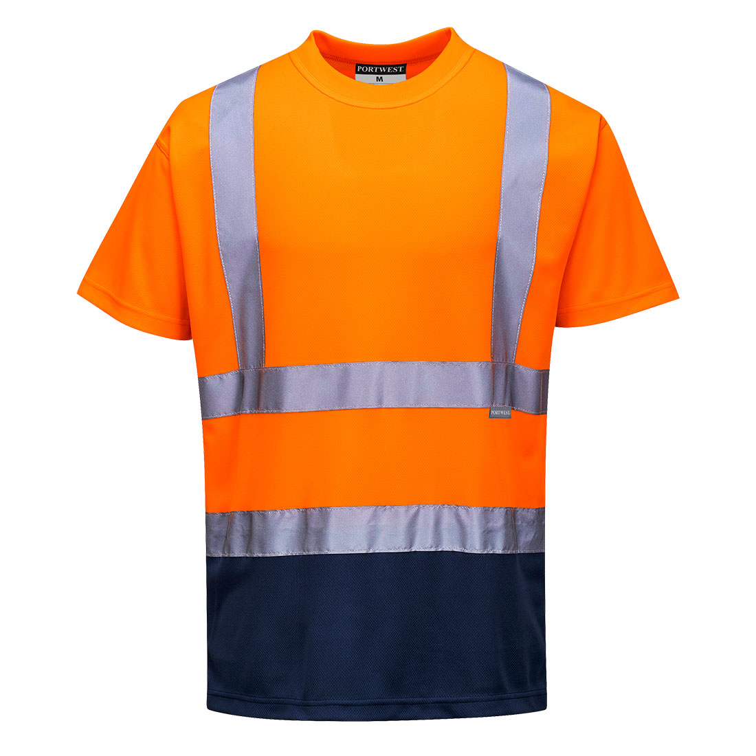 Två Färgad T-shirt - Orange/Marinblå