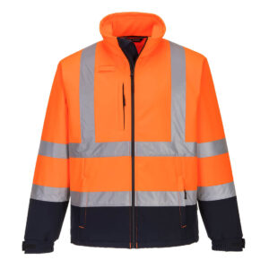 Hi-Vis Contrast Softshell (3L) - Orange/Marinblå