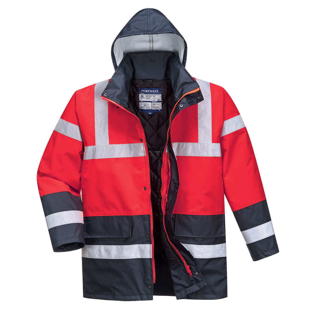 Hi-Vis Contrast Traffic Jacka - Röd/Marinblå